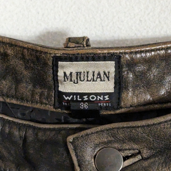 Wilson's Leather Mens Leather Jeans grey / brown sz38/30 circa 2000 - Picture 6 of 7